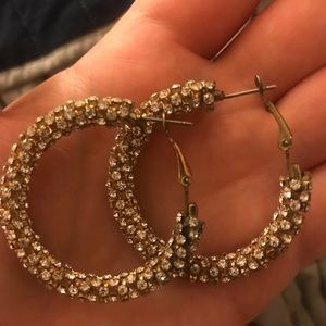 Pave Gold Hoop Earrings